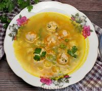 Фото приготовления рецепта: Суп с фрикадельками из индейки и овощами - шаг №16