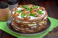 Фото приготовления рецепта: Закусочный печёночный торт с начинкой из грибов и сыра - шаг №23