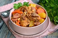 Фото к рецепту: Рагу с картошкой, курицей, фасолью и копчёной колбасой