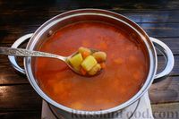 Фото приготовления рецепта: Томатный суп с курицей, консервированной фасолью и овощами - шаг №17