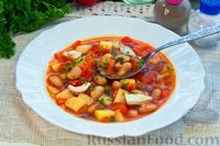Фото приготовления рецепта: Томатный суп с курицей, консервированной фасолью и овощами - шаг №19