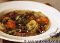 Фото к рецепту: Гороховый суп с овощами, перловкой и мясом