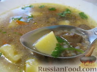 Фото к рецепту: Постный грибной суп с гречкой