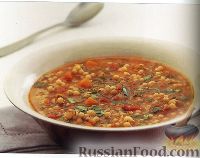 Фото к рецепту: Суп из помидоров и израильского кускуса