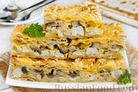 Фото приготовления рецепта: Пирог из лаваша с курицей, грибами и сыром - шаг №18