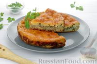 Фото к рецепту: Заливной пирог с тушёнкой и сыром, на кефире