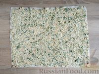 Фото приготовления рецепта: Рулетики из лаваша с сыром, зеленью и яйцами, на сковороде - шаг №11