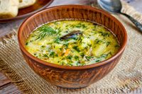 Фото приготовления рецепта: Сырный суп с рыбными консервами - шаг №14