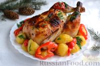 Фото к рецепту: Курица в кефирном маринаде, запечённая с картофелем и болгарским перцем