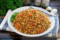 Фото к рецепту: Рис с фаршем и сладким перцем, на сковороде