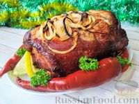 Фото к рецепту: Мясо в духовке (мясной рулет)