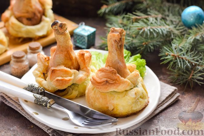 Куриные ножки с грибами в мешочках из хрустящего теста | Food, Chicken, Tasty