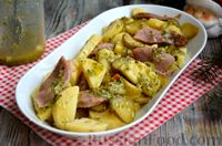 Фото приготовления рецепта: Салат с языком, картофелем, солёными огурцами и соусом чимичурри - шаг №13