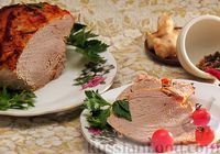 Фото к рецепту: Домашняя буженина из свинины в кефире, пряном рассоле и чесночном соусе