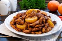 Фото к рецепту: Куриное филе в соево-медовом маринаде, тушенное с мандаринами