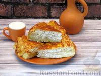 Фото приготовления рецепта: Пирог из лаваша с творогом и сыром (на сковороде) - шаг №18