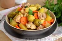 Фото к рецепту: Жаркое из картошки и курицы, с брюссельской капустой