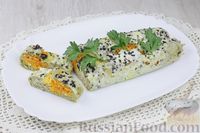 Фото приготовления рецепта: Рыбный рулет, запечённый с морковью, яйцом, сыром и маслинами (в фольге) - шаг №18