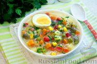 Фото к рецепту: Рисовый суп с замороженными овощами