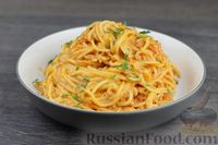 Фото к рецепту: Спагетти в сливочно-томатном соусе