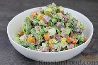 Фото к рецепту: Салат из замороженных овощей с колбасой и картофелем