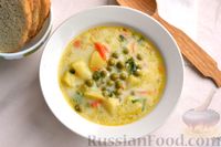 Фото приготовления рецепта: Сырный суп с зелёным горошком - шаг №12