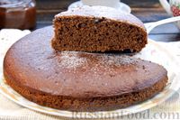 Фото к рецепту: Постный шоколадно-кофейный пирог с вареньем