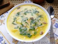Фото к рецепту: Сырный суп с куриными сердечками