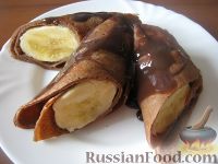 Фото приготовления рецепта: Шоколадные блинчики с бананом - шаг №12