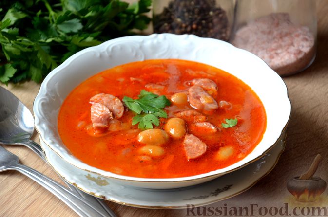 Вкусный томатный суп с фасолью и грудинкой РЕМИТ
