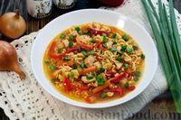 Фото приготовления рецепта: Куриный суп с лапшой быстрого приготовления и овощами - шаг №14