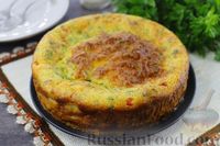 Фото приготовления рецепта: Закусочный пирог на кефире, с колбасой, сыром и зеленью - шаг №11