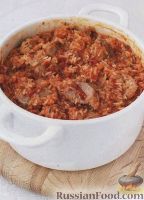 Фото к рецепту: Свинина с помидорами и рисом