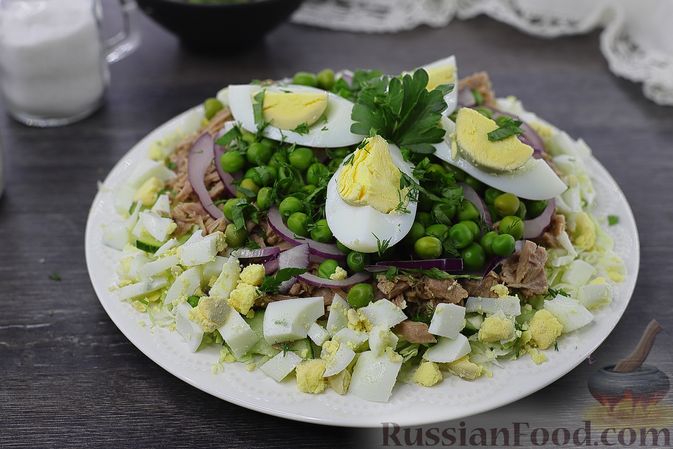 Салат с тунцом, авокадо и яйцами