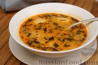 Фото приготовления рецепта: Сливочный суп с сосисками и манными клёцками - шаг №19