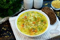 Фото приготовления рецепта: Пшенный суп с яичной паутинкой - шаг №14