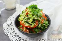 Фото к рецепту: Салат из огурцов и жареного болгарского перца, по-корейски