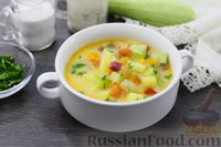 Фото приготовления рецепта: Кабачковый суп с колбасой и плавленым сыром - шаг №12