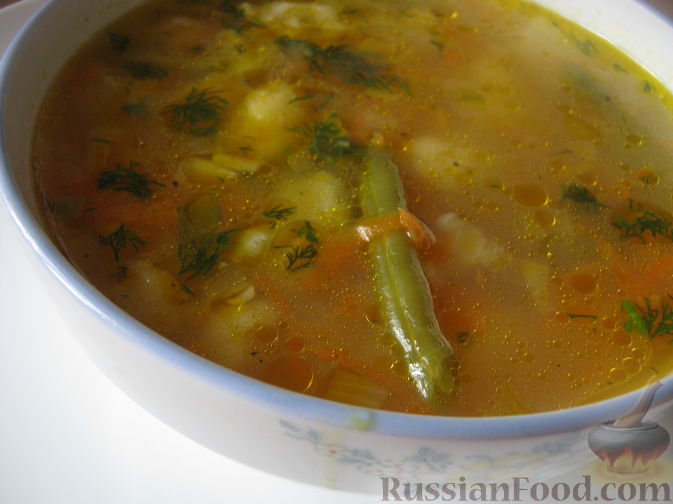 Рецепт Рисовый суп с цветной капустой и спаржевой фасолью