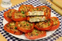 Фото приготовления рецепта: Жареные кольца болгарского перца с начинкой из куриного филе и шампиньонов - шаг №15