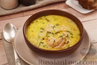 Фото к рецепту: Сырный суп с рыбными консервами и пшеном