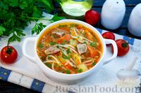 Фото к рецепту: Суп со свиными рёбрышками, вермишелью и овощами