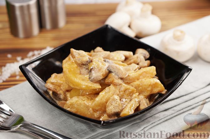 Ароматная курица с грибами в горшочках - рецепт приготовления с фото от abc-develop.ru