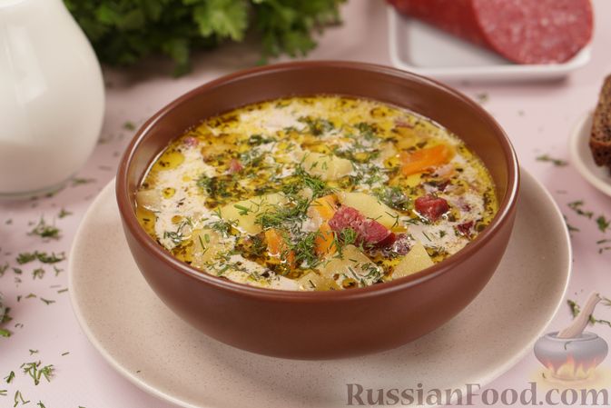 Гороховый суп с колбасой, пошаговый рецепт с фото
