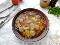 Фото приготовления рецепта: Суп с фрикадельками и консервированной фасолью - шаг №11