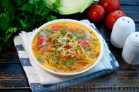 Фото к рецепту: Суп из капусты с мясным фаршем и болгарским перцем