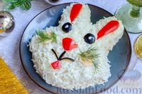 Фото приготовления рецепта: Новогодний салат "Мимоза" в виде кролика - шаг №19
