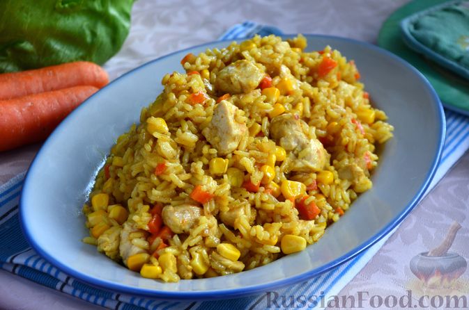 Рецепт рис с курицей и сладким перцем (riso con pollo e peperoni), пошагово с фото