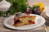 Фото к рецепту: Сливовый пирог с базиликом в сахаре