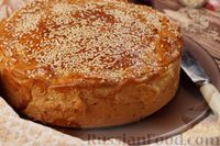 Фото приготовления рецепта: Бездрожжевой пирог с тушёной капустой и копчёным мясом - шаг №22